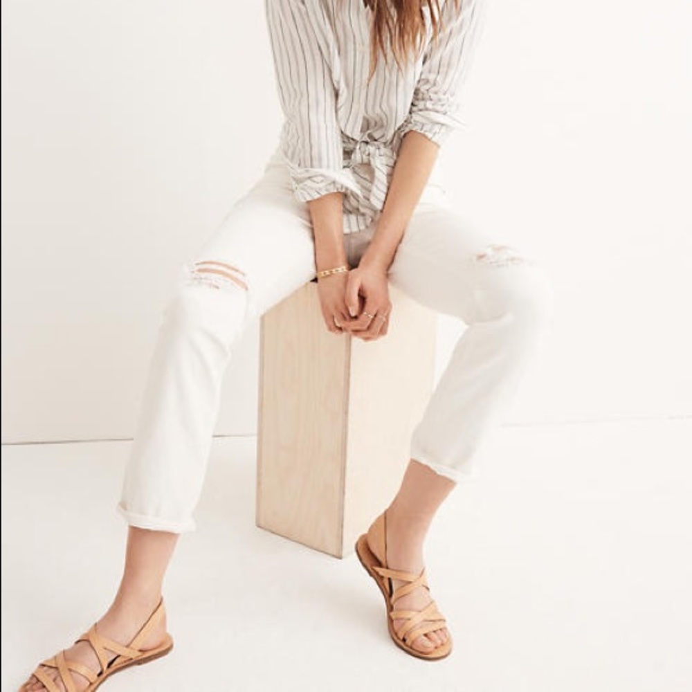 ✨Madewell The High-Rise Slim Boyjean in Tile White